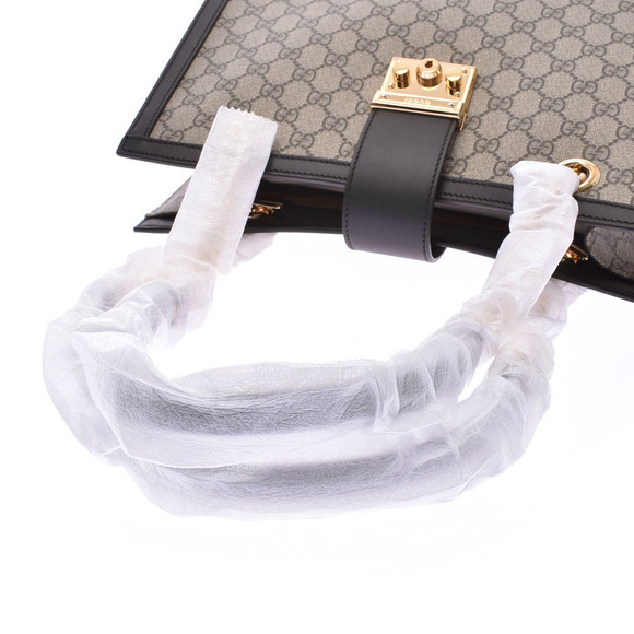 Gucci Padlock Chain Tote GG Supreme Gray Leather Bag - Picture 3 of 9